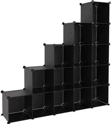 Immagine prodotto di vidaXL Sistema di scaffalatura con 15 cubi Nero PP