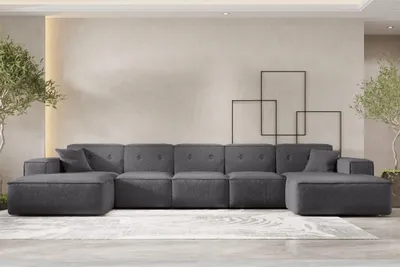 Produktbild von Wohnlandschaft Sofa U-Form CESINA XL in Stoff Ascot Bukla Grafit