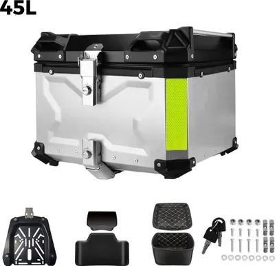 45L Motorrad Topcase Aus Alu – Wasserdicht & Mit Rückenpolster, Perfekt Für Touren