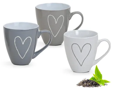 Produktbild von Grosse Kaffeetassen Landhaus-Stil Herzen Kaffeebecher