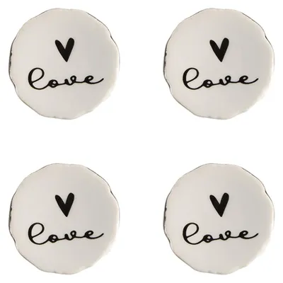 Imagen del producto de Clayre & Eef, Juego de 4 adornos para puerta, diámetro 4 cm, color beige, forma de corazón, cerámica