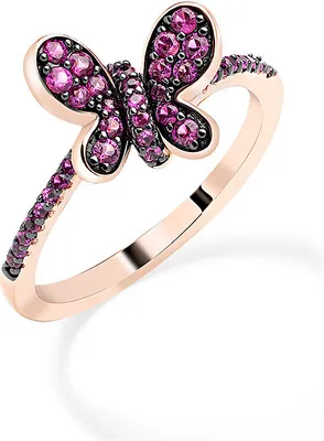 Produktbild von Damen Ring aus 925 Silber mit Schmetterlingssammlung in Rot Rosé, Größe 16