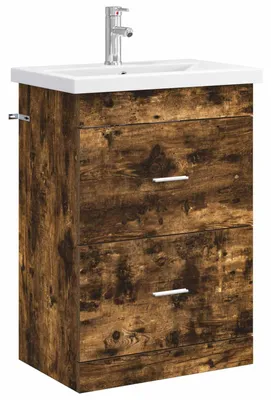 Immagine prodotto di Set di mobili da bagno in legno effetto "rovere fumé", dimensioni 61 x 40 x 84,5 cm