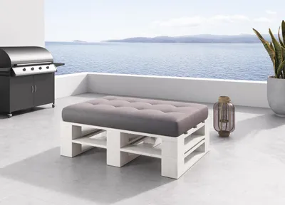 Produktbild von Lermowood Palettenmöbel Mp Hocker 120 x 80 x 40 cm Weiß | Europaletten Indoor und Outdoor Lounge Gartenmöbel Holz Gartenmöbel Set Lounge Möbel Terrasse Balkon Loft Stil Paletten