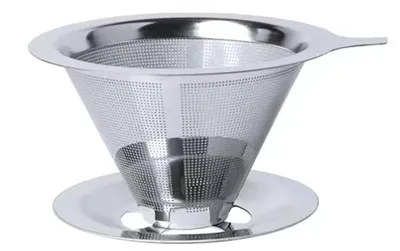 Permanent Kaffeefilter, Edelstahl, wiederverwendbar, silberweiß