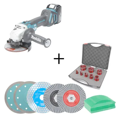 Produktbild von Makita Akku-Fliesenleger-Set 18V 125mm + Diamantbohrer Set +