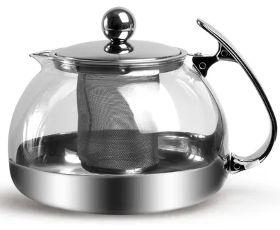 Image de Théière en verre et acier inoxydable avec infuseur, 1,2 L