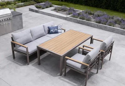 Produktbild von Primaster Gartenmöbel-Set Porto Aluminium in Holzoptik