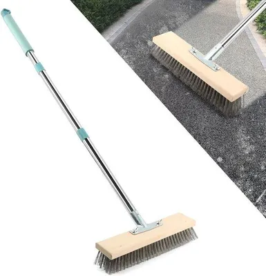 Produktbild von Stabiler Drahtbesen mit Teleskopstiel für Reinigung von Moos und Beton