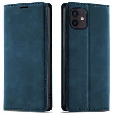 Produktbild von Klapphülle für iPhone 11 mit Magnetverschluss aus Leder + 9H-Glas