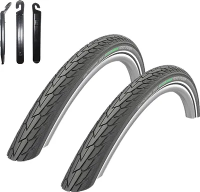 Produktbild von 2 x Schwalbe Road Cruiser Schwarz Reflex Fahrradreifen 47-622 (28 x 1.75) inkl. maxxi4you Reifenheber