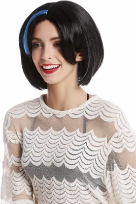 Produktbild von WIG ME UP Perücke schwarz blaue Strähne Scheitel 91254-ZA103+ZA43