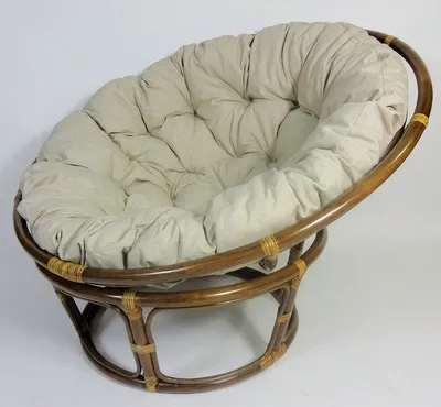 Produktbild von Rattan Papasan Sessel , Papasansessel inkl. hochwertigen Polster , D 115 cm , Fb. darkbrown , Polster soft gray