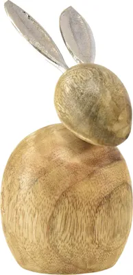 Produktbild von Hasen Deko Holz Metall Silber Ostern Vintage Stil 12,5x14x16,5cm