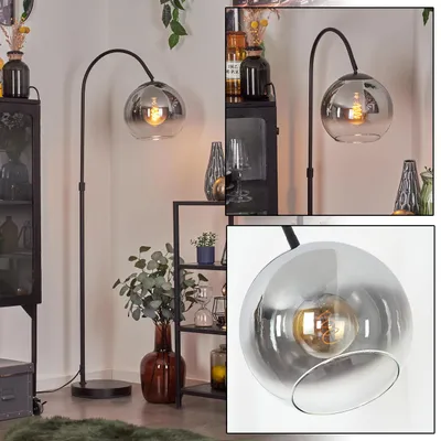 Produktbild von Cesaro Stehlampe aus Metall/Glas in Schwarz/Chrom/Rauch/Klar