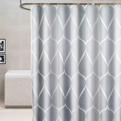 Produktbild von Duschvorhang Wasserdicht Anti-Schimmel Stoff inkl. 12 Duschvorhangringe für Badezimmer Grau 180x200cm