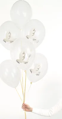 Produktbild von Luftballons Tauben 30cm transparent weiß 6er Set