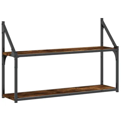 Obrázok produktu pre vidaXL Nástenná polica 2 priehradky Smoked Oak 80x21x51 cm odvodený výrobok z dreva