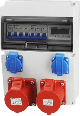 Produktbild von Baustromverteiler Wandverteiler Gartensteckdose 2x16A/5P CEE 2x 230V Schuko Steckdosen Schuko mit LS-Schalter Zähler