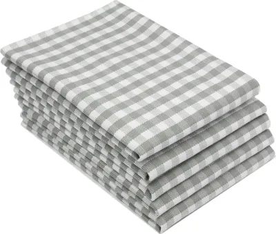 Produktbild von 5et Set Geschirrtücher 100% Baumwolle in 50x70 cm, saugstark Küchentücher in grau kariert