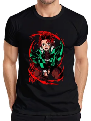 Produktbild von Tanjiro Kimetsu no Yaiba Sonnenatem Hinokami Anime Geschenk Herren T-Shirt, Schwarz, M