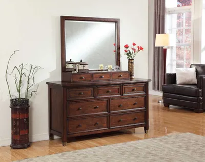 Produktbild von Buffet Anrichte Kommode mit Spiegel Echte Handarbeit Holz Klassisch Anrichten