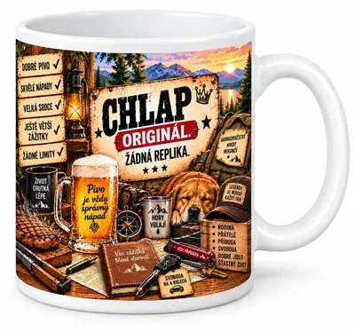 Zdjęcie produktu dla Kubek dla mężczyzn – CHLAP, oryginalny produkt, nie replika – 300 ml, Obraz wygenerowany przez AI