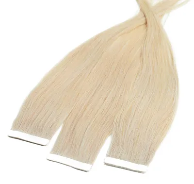 Produktbild von hair2heart Tape Extensions Echthaar glatt - 10 Tapes 2.5g 50cm 10/1 hell-lichtblond asch