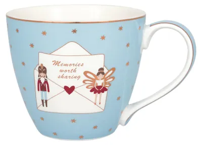 Produktbild von Greengate Xmas letter Tasse pale blue 0,3l