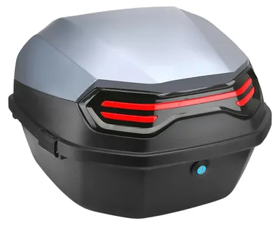 Produktbild von Motorrad-/Roller-Topcase - Heckkoffer - Großes Stauraumvolumen - Abschließbar - Wasserdicht - ABS + PP - Silber-Grau