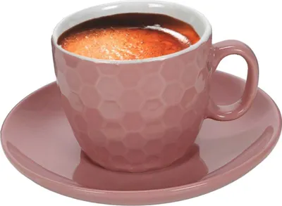 Produktbild von Espresso-Tassen Set 8 tlg., Keramik Tasse mit Untertasse, Volumen je 90 ml, rosa