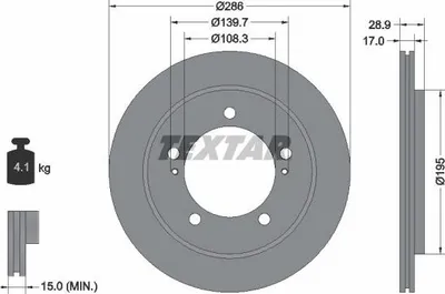 Produktbild von 2x TEXTAR Bremsscheibe 92136800 für SUZUKI Grand Vitara I SUV (FT HT) 28 9mm