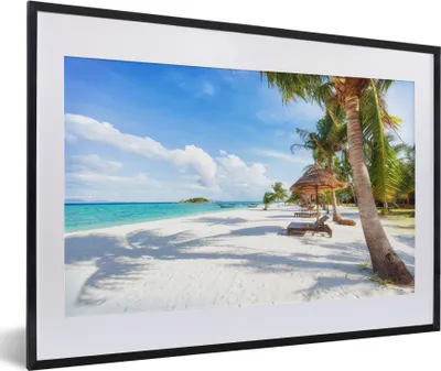 Produktbild von MuchoWow® MuchoWow® Gerahmtes Poster Strand - Meer - Palmen 60x40 cm - Poster mit zchwarzem Bilderrahmen - Schlafzimmer - Plakat in Rahmen - Drucken