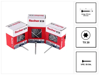 Zdjęcie produktu dla Fischer 670441, Śruba, Metal, Drewno, Ogólna użyteczność, Pełen gwint, Torx