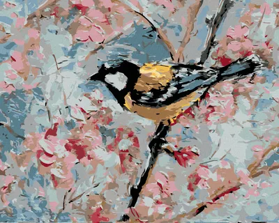 Produktbild von Diamondi - Diamond painting - VOGEL UND ROSA BLUMEN, 40X50 cm, ohne Keilrahmen