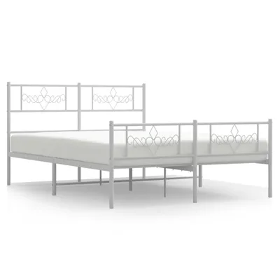 Zdjęcie produktu dla Metalowa Rama Łóżka Z Wezgłowiem I Zanóżkiem, Biała, 140X200 Cm Lumarko!