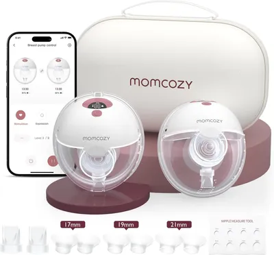 Produktbild von Momcozy M5 Smart Milchpumpe Elektrische, App-Steuerung Milchpumpen handsfree, tragbare Doppel Brustpumpen mit Babymund Doppelgedichtete Brusthaube