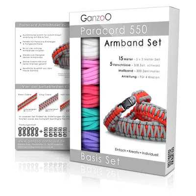 Produktbild von Paracord 550 Armband Set selbst knüpfen, Bastelset, Knüpfset, DIY Bracelet, Pastell