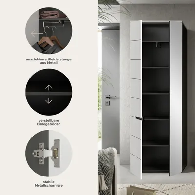 Produktbild von Canu Kleiderschrank 1 Tür weiß, grau.