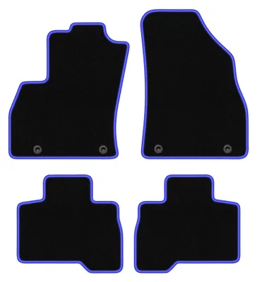 Produktbild von Velours-Fußmatten für Citroen Nemo 2007-2017 (Kombivan) – 4-tlg, Schwarz/Blau, passgenau – Wielganizator CARLUX