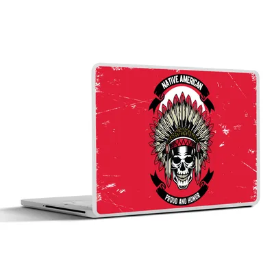 Produktbild von MuchoWow® Laptop Aufkleber Sticker Cover Schädel - Indianerkopf - Vintage - Zeichnung 40x30 cm - Laptop Dekoration - Selbstklebend