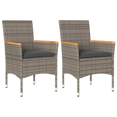 Produktbild von Gartenstühle mit Kissen 2 Stk. Grau Poly Rattan