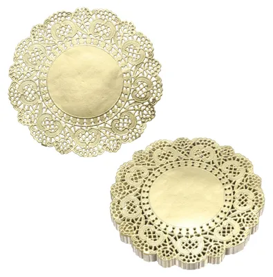 100 goldene Spitzenpapierdeckchen, 12,7 cm, rund, Einweg