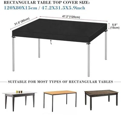 Image de Housse pour table de jardin - imperméable et résistante aux UV - 1 pièce - noir - 120 x 80 x 15 cm