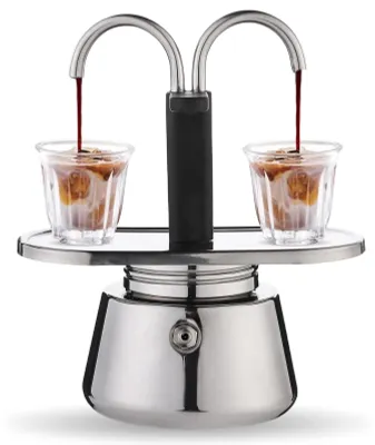 Moka Pot Espressokocher 100 ml, 2 Tassen, RVS, Camping