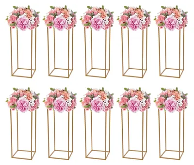 Immagine prodotto di Set di 10 supporti per fiori da matrimonio con struttura in metallo dorato