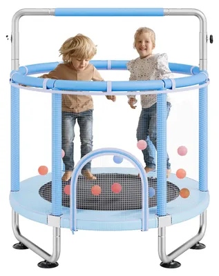 Image de VEVOR Trampoline pour enfants Mini trampoline de loisirs 147 cm pour jeunes enfants , cadeau d'anniversaire Jouets de Noël pour enfants à partir de 3 ans Bleu