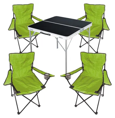 5-teiliges Campingmöbel Set limegrün Tisch+Campingstühle inkl Tasche