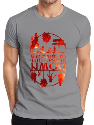 Immagine prodotto di Maglietta Welcome To The Upside Down Sci Fi 80s Retro Horror Stranger Uomo, Grigio, XL