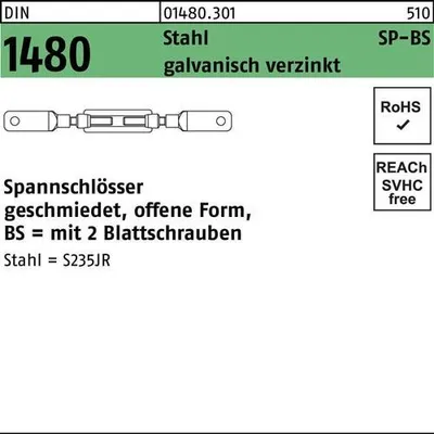 Produktbild von Reyher  Spannschlösser DIN 1480 St. SP BS M 12 vz 014803010120000 (1 Stück)